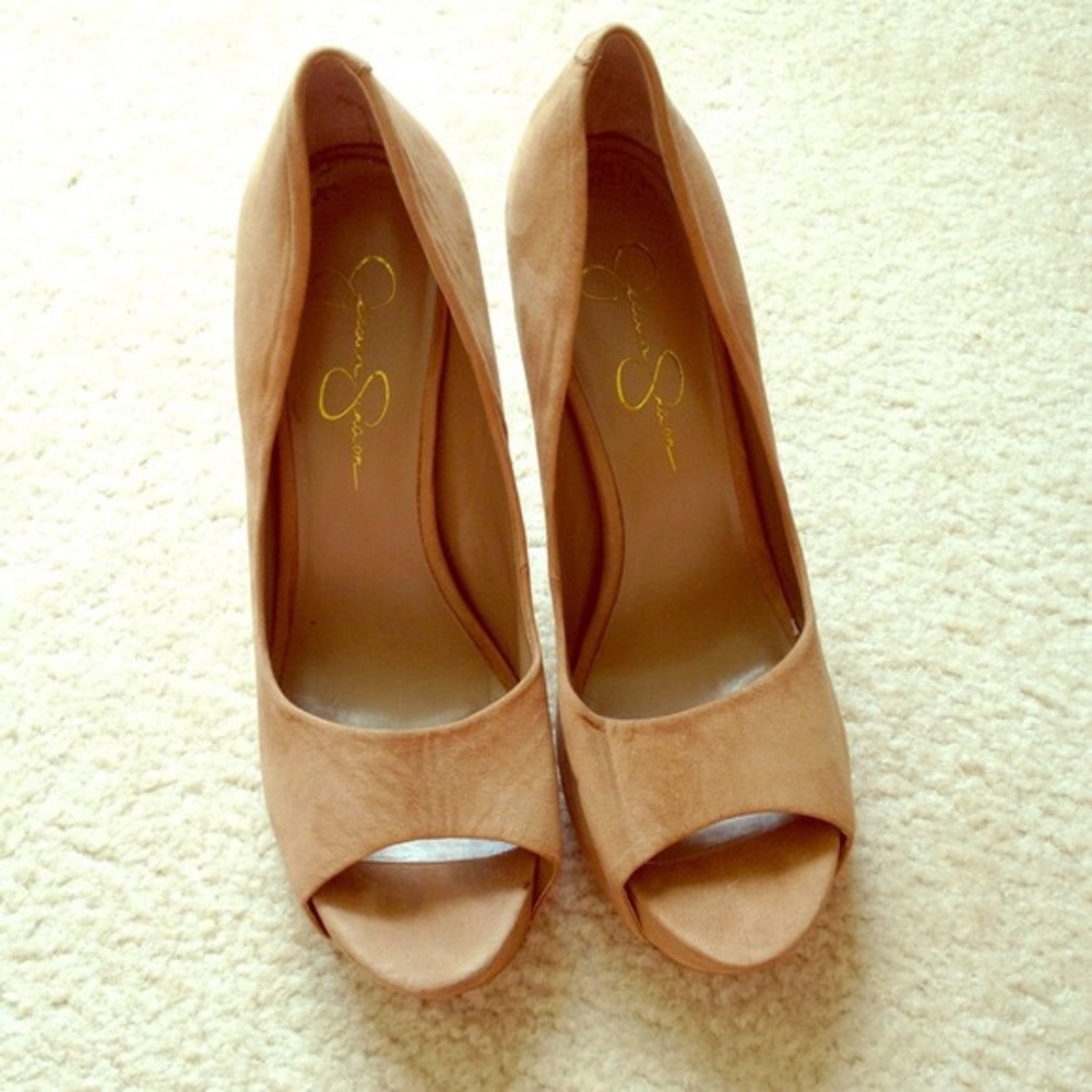 Jessica Simpson Nude Open Toe High Heels